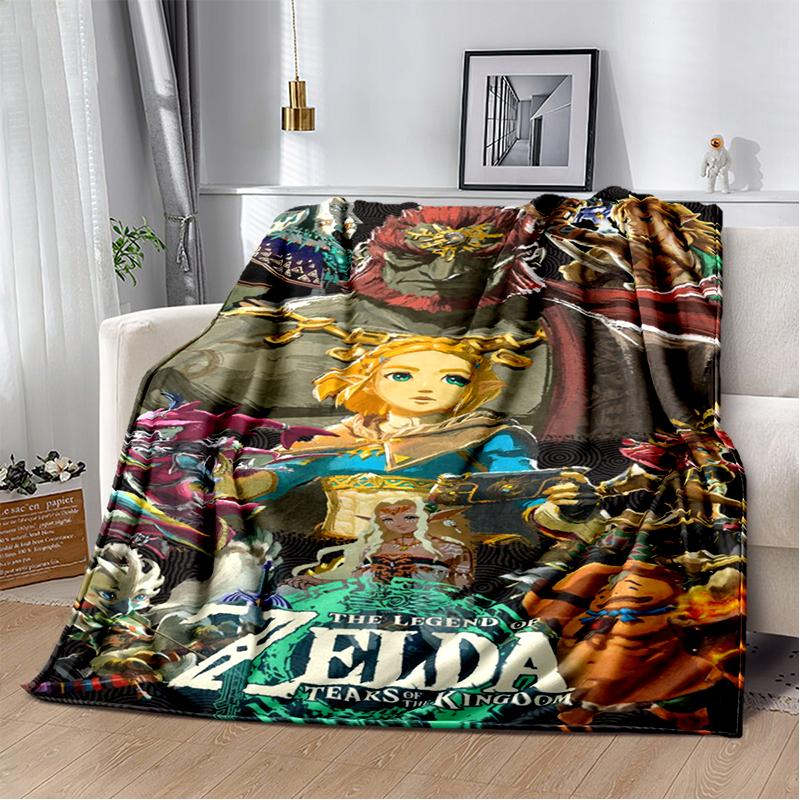 Fantasy Z-Zelda Style Vintage 3D Game Throw Blanket – Super Soft Flannel Plush for Couch, Bed, Game Room, Picnic & Gamer Gift