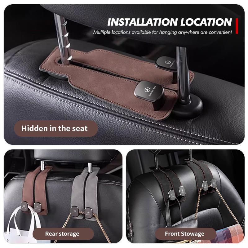 D1-Suede Car Rear Front Seat Storage Bag Suede Double Head Hook For Benz AMG A C E S G Class W201 W210 W108 W204 W205 W203