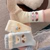 Autumn and Winter Australian Velvet Female Cartoon Dog Heart-shaped Pile Socks, Thickened Warm and Cute Home Floor Sleeping Socks for Winter