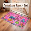 Dinosaur Theme Soft Crystal Velvet Rug Custom Name & Text Print Non Slip Floor Rug for Bedroom Living Room