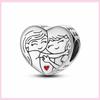 925 Silver Sister Heart Wedding Charm For Original Bracelet Cat Nurse Angel Jewelry Beads Spacer Stopper