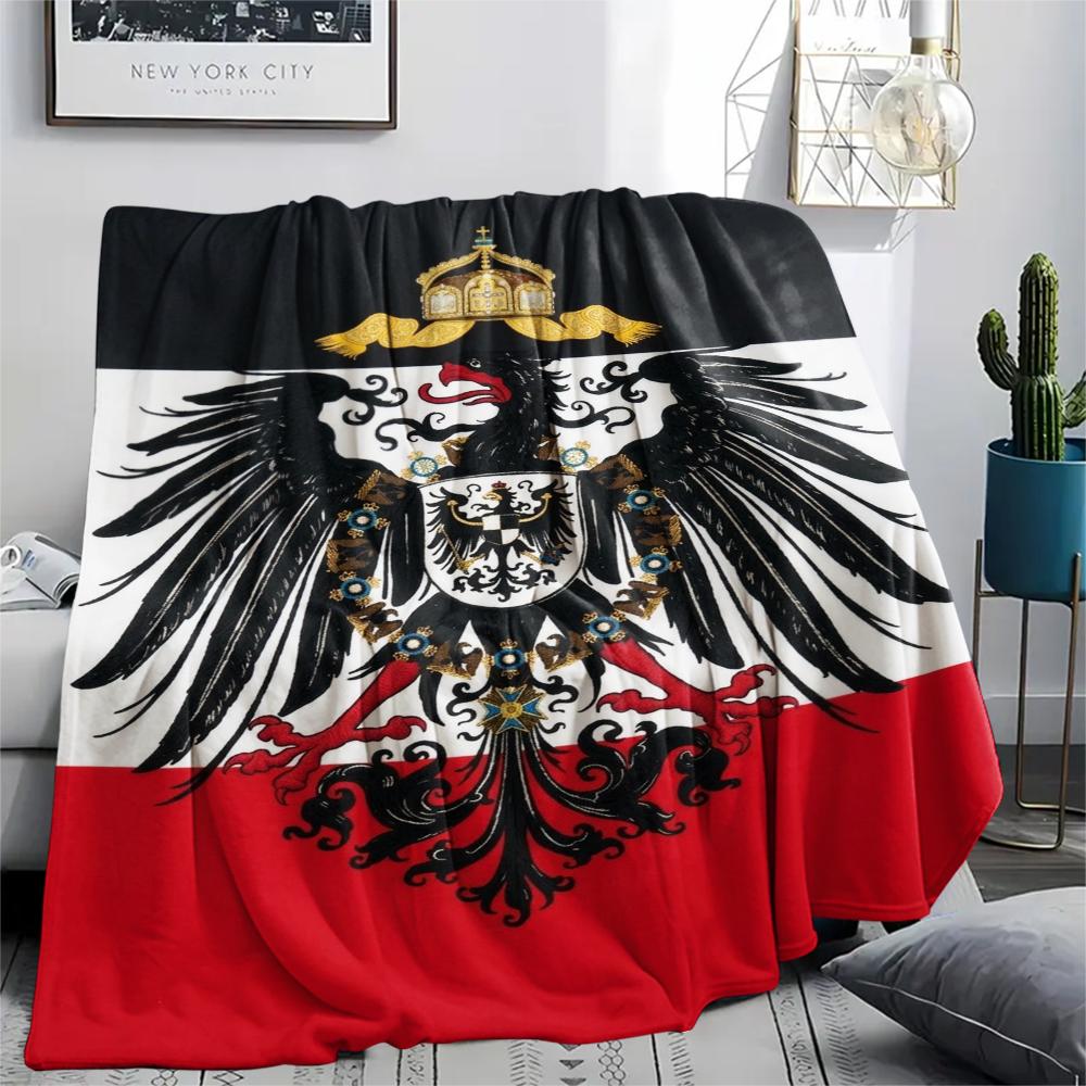 1PC German Empire Print Flannel Blanket, High quality Comfortable for All Seasons, Home Decor, Warmth and Comfort, Perfect for Christmas Gifts