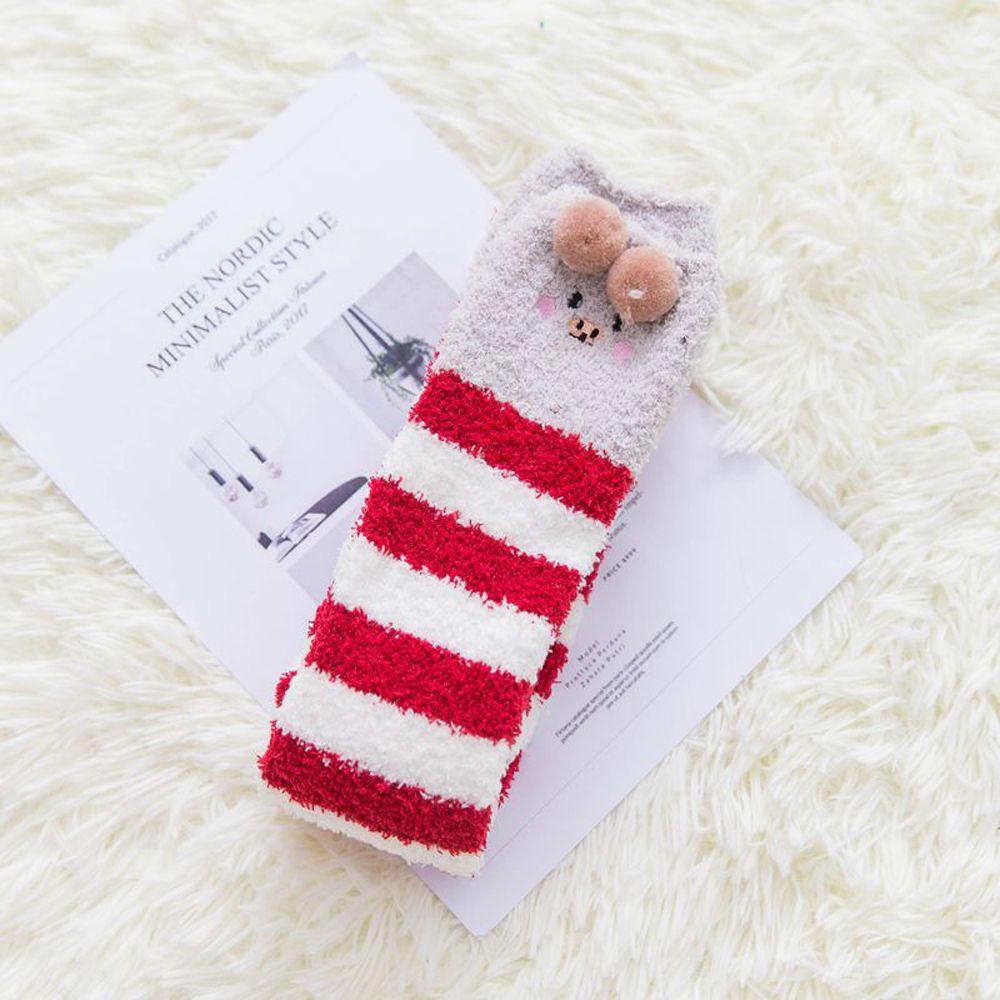 Bear Autumn Winter Women's Fashion Stockings Floor Socks Coral Fleece Socks Sleep Sock