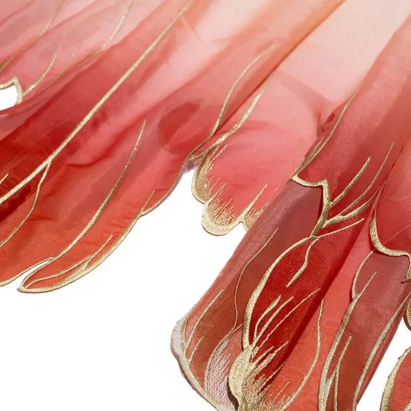 150x100cm Embroidery Lotus Leaf Soft Fabric DIY Hanfu Shirts Doll Cloth Chinese Style DIY Sewing Craft Organza Tulle Fabric New