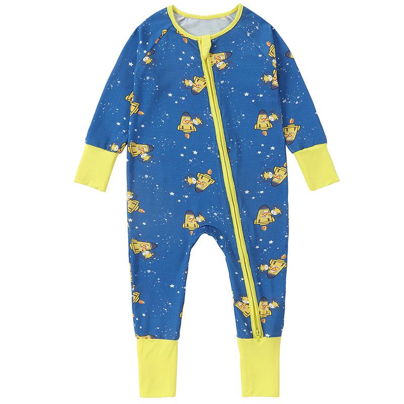 Bamboo Fiber Baby Long Sleeved Jumpsuit, Double Zipper Bag, Handbag, Foot Bag, Baby Pajamas