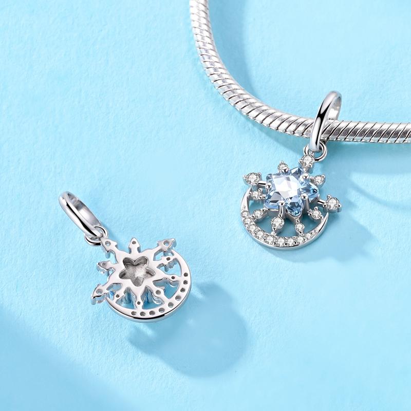 Copper Luminous Rose Charms Beads Sparking Star Moon Heart Dangle Fit Original Bracelet Diy Jewelry Gifts