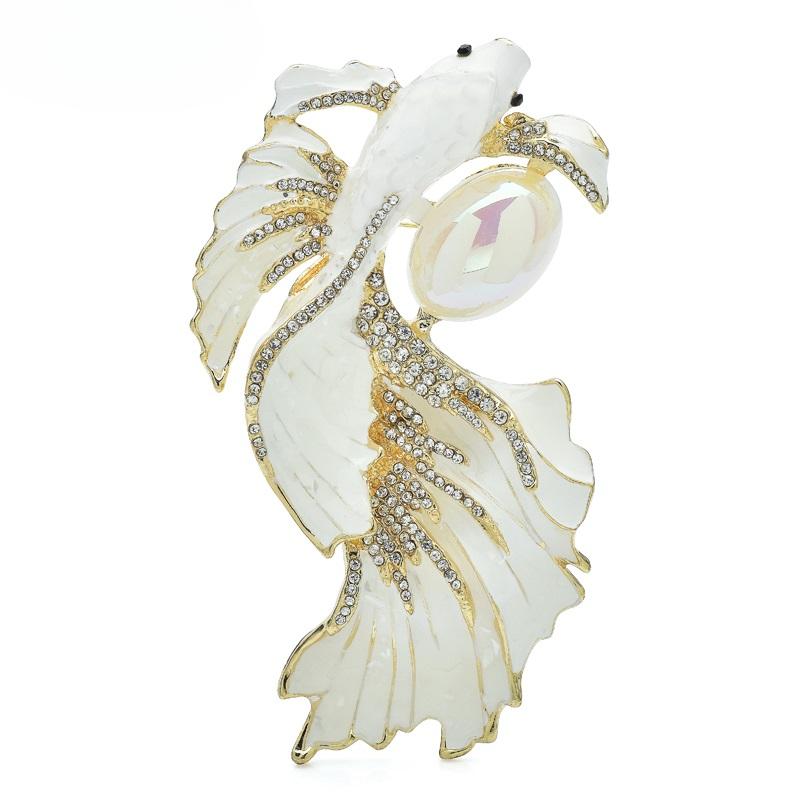 1 шт. Женская большая роскошная брошь в виде золотой рыбки унисекс трехцветная плавающая рыбка брошь для офиса и вечеринки в подарок