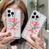 Модный Розовый Тюльпан Бант Прозрачный Чехол для Телефона Для iPhone 17 16 Pro Max 15 14 Plus 13 12 11 XS X XR 7 8 Plus 16E 17 Air Защитная Крышка