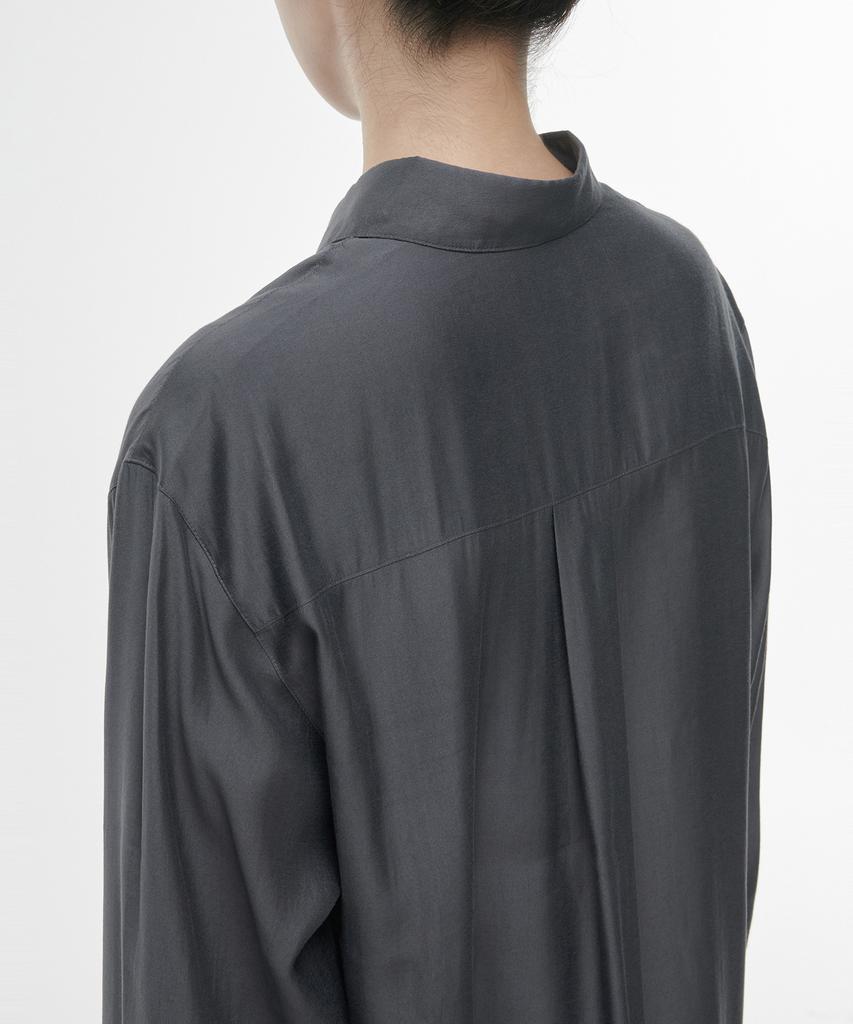 MUSINSA STANDARD WOMAN Women'S Relaxed Satin Shirt [Dark Grey]
