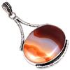 Pendant Banded Agate Gemstone Gift For Her Silver Jewelry 2.5"