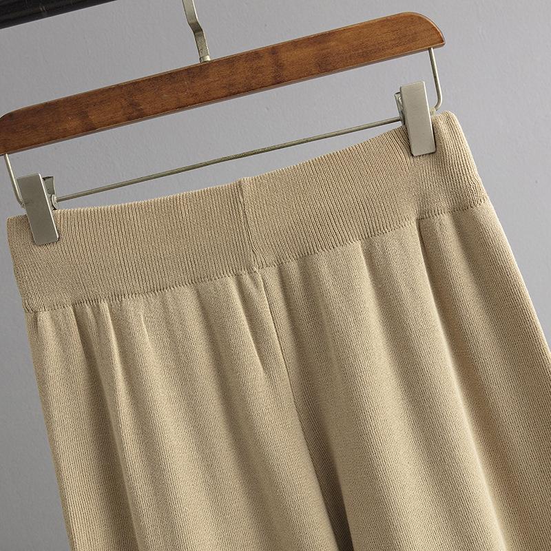 Summer Collar Striped Fashion Suit Casual Loose Knit Wide Leg Pants Two Piece Set