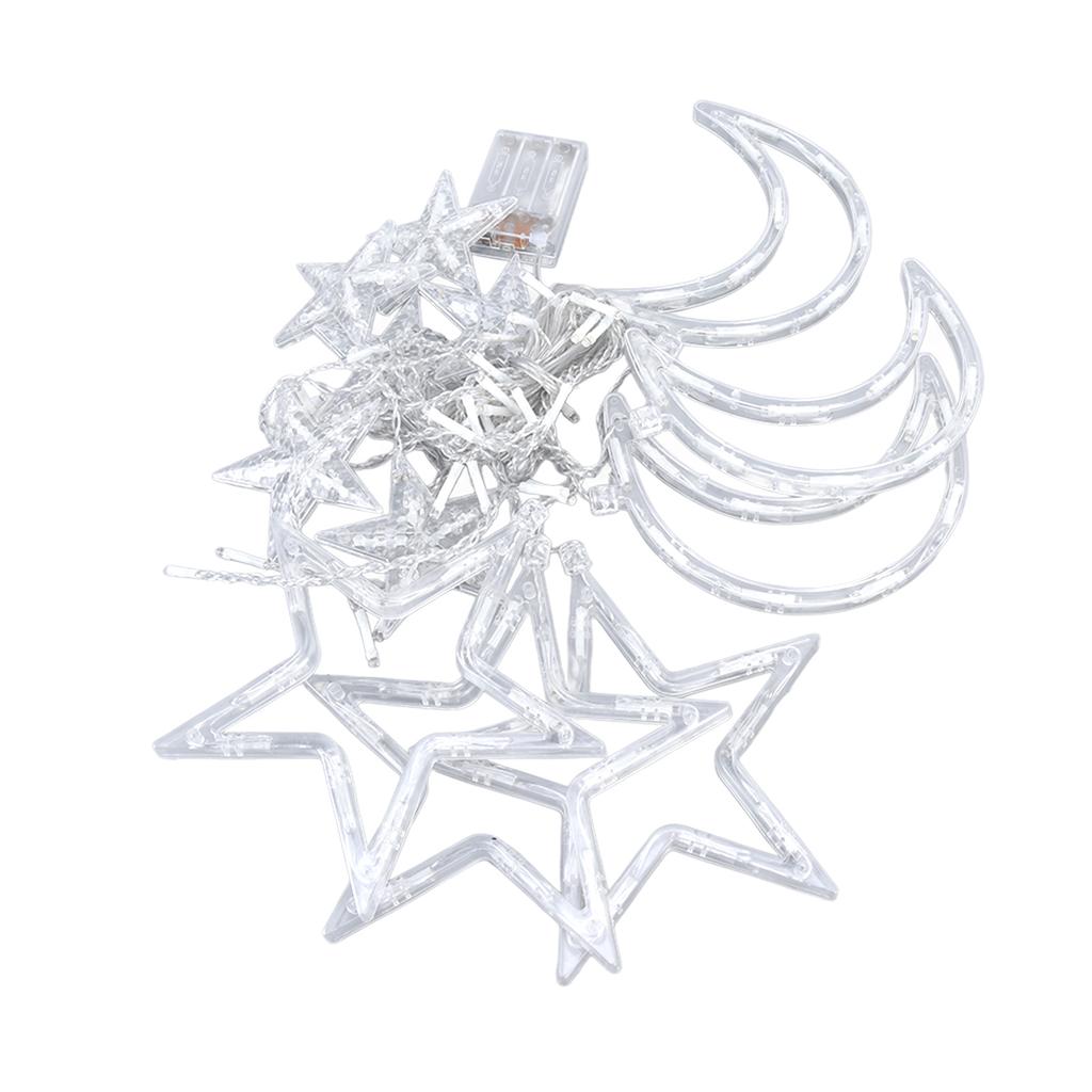 Гирлянда для занавеса «Звезда, Луна» Романтическая атмосфера Питание от батареек 126 светодиодных гирлянд для занавеса «Рамадан»