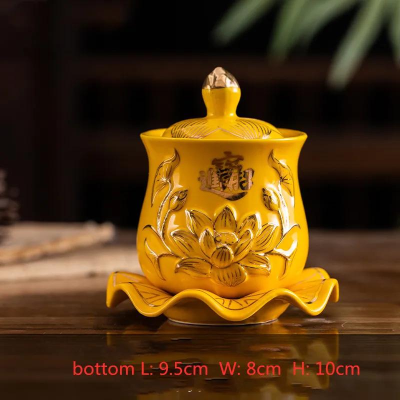 1 шт. Керамическая чаша для святой воды в китайском стиле, кружки для подношения воды в форме лотоса, кружки для воды «Великое сострадание Гуаньинь», буддийские принадлежности