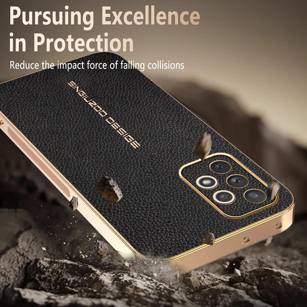 For Samsung Galaxy A72 A71 premium electroplated lychee-textured phone case that’s shockproof and fingerprint-resistant