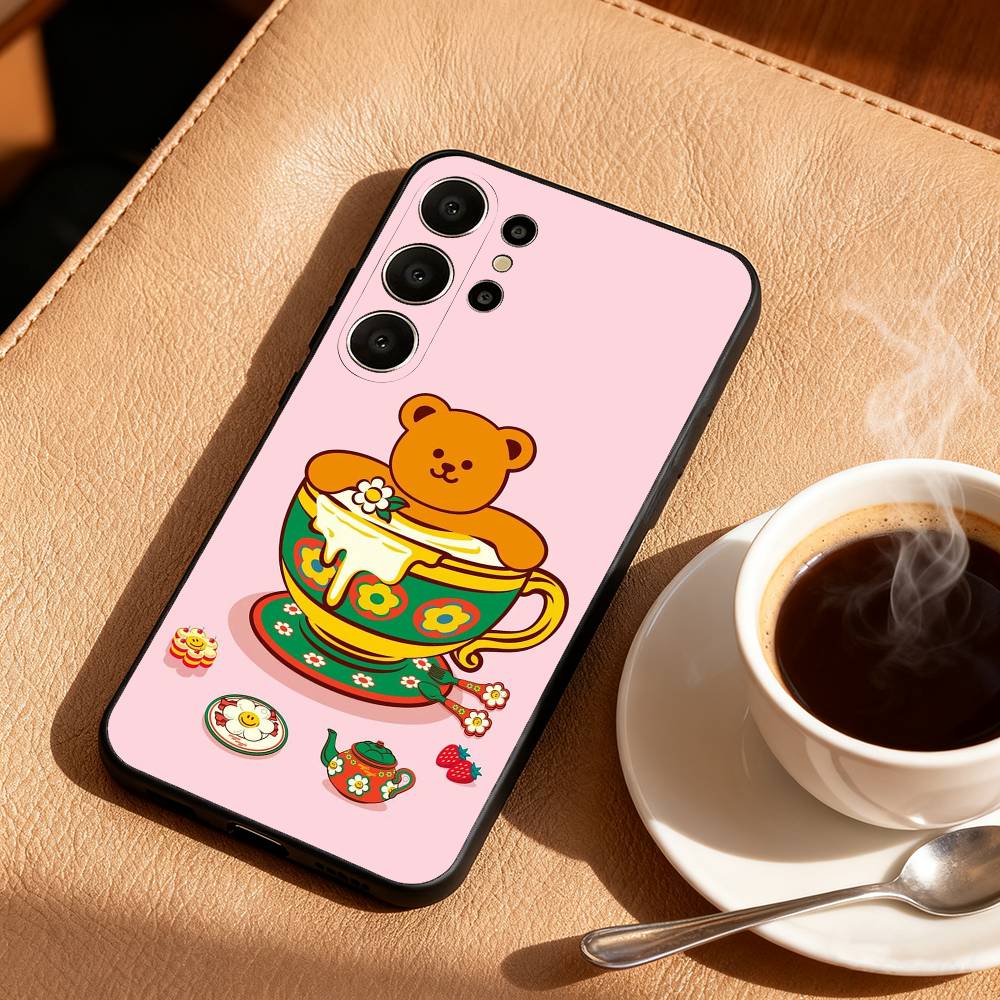 МИЛЫЙ Чехол для телефона W-Wiggle C-Cookie Для Samsung S26,S25,24,23,22,30,21,10,9,Ultra,Plus,Lite,Черный Мягкий Чехол