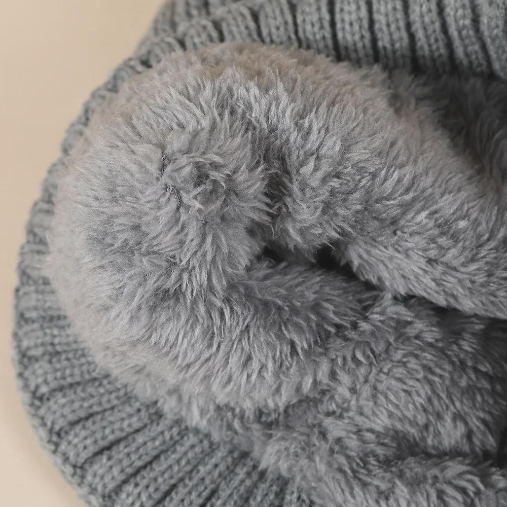 Теплая шерстяная вязаная шапка в европейском и американском стиле для женщин с защитой ушей