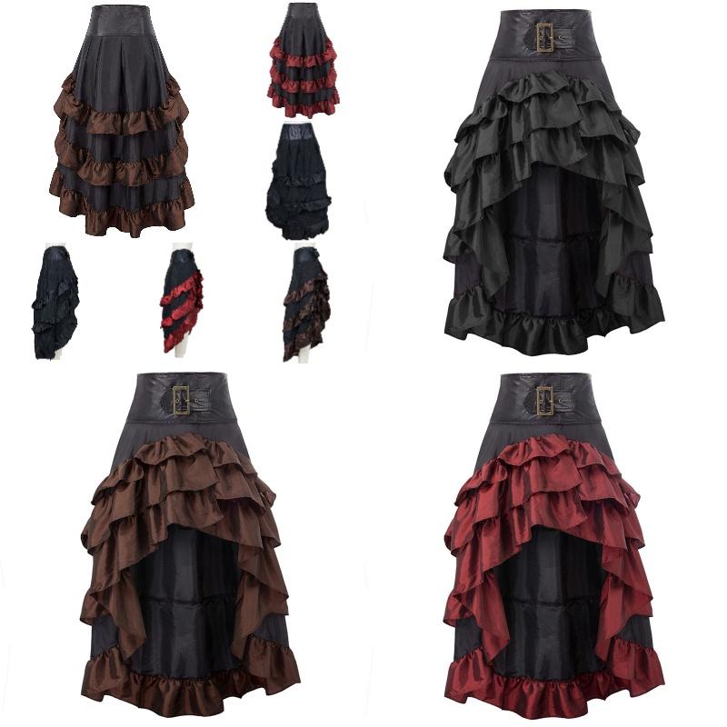 Wish Vintage High-waisted Cake Skirt With Asymmetrical Hemline And Ruffled Edges