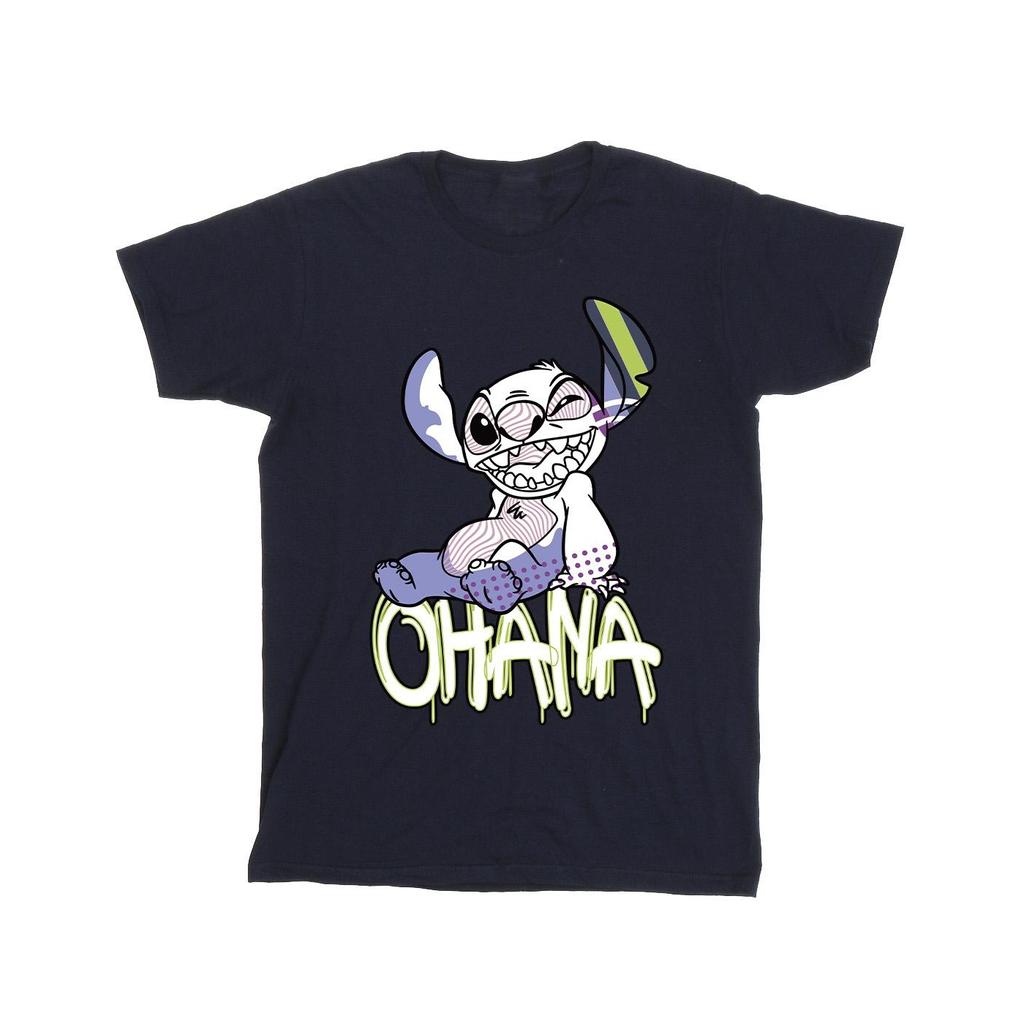 Disney Mens Lilo And Stitch Ohana Graffiti T-Shirt
