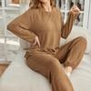 Женский домашний костюм осень-зима с длинными рукавами и завязками на щиколотку, длинный брючный костюм, пижама