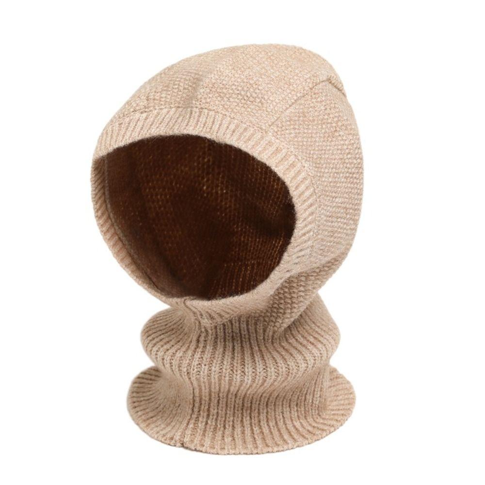 Woolen Balaclava Hat Windproof Neck Collar Beanies Cap Casual Knitted Hooded Cap Male/Female