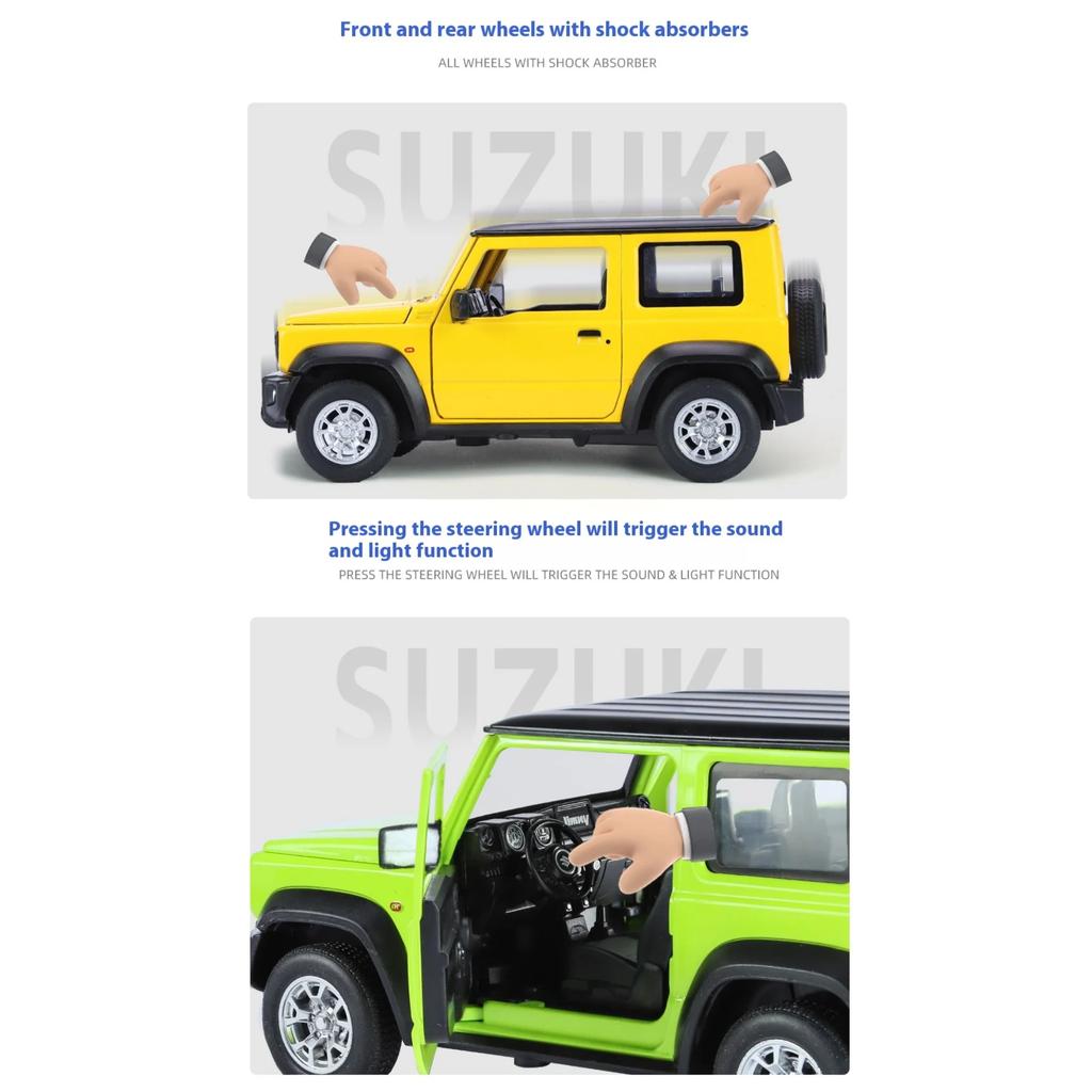1/24 Suzuki Jimny Внедорожник Внедорожник Сплав Литой Модель Транспортного Средства Звук и Свет Коллекция Дисплей Хобби Украшение Подарки для Парня