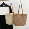 Simple and Large-capacity Straw Woven Bag Fashion Summer Beach Women's Shoulder Bag Trendy Zipper Handbags for Girls