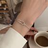 Temperamental Versatile Silvery Knotted Bracelet Half Bracelet Half Chain Alloy Double Layer Bracelet Hand Jewelry