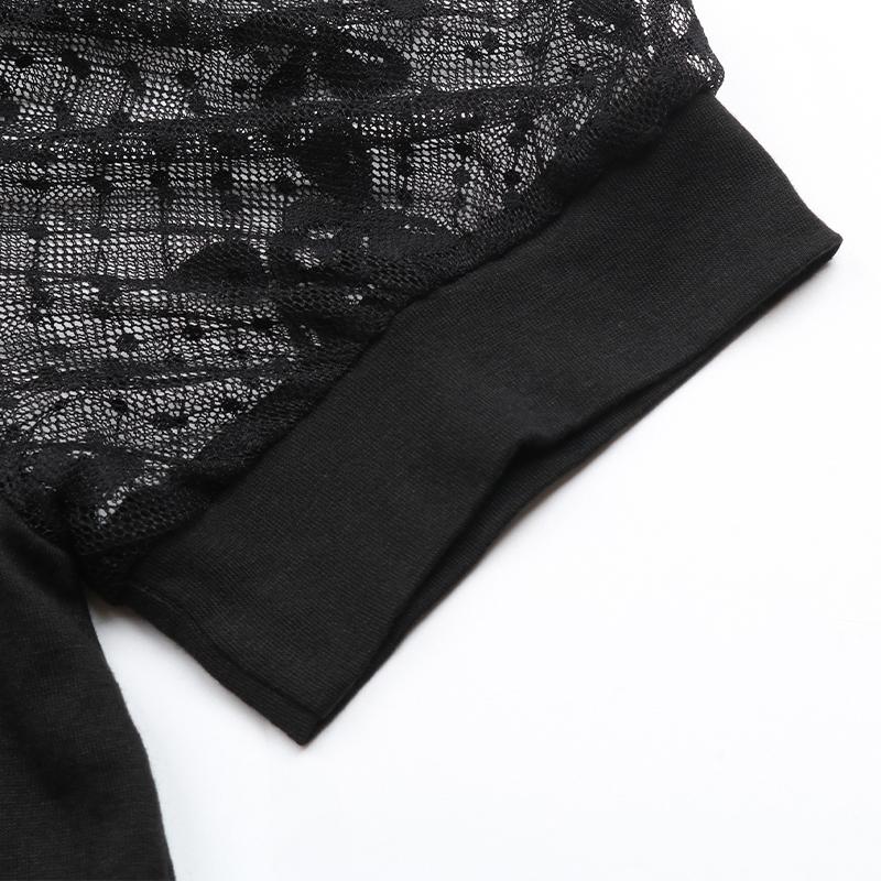 Summer Women Solid Color Short-sleeved T-shirt Female V Neck Lace Blouse Tops