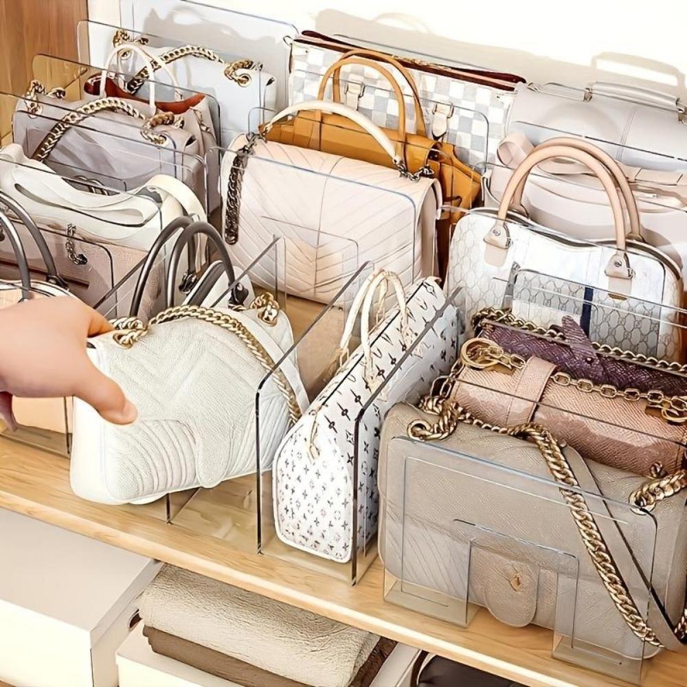 1 шт. прозрачная акриловая стойка для хранения, перегородка для хранения сумок с 4 сетками, стеллаж для хранения в гардеробе, органайзер для макияжа, аксессуары для спальни