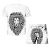Король Лев с 3D принтом, летняя мужская футболка с круглым вырезом, комплект, повседневная футболка, шорты, комплект из 2 предметов, пуловер большого размера, спортивный костюм, трендовая мужская одежда