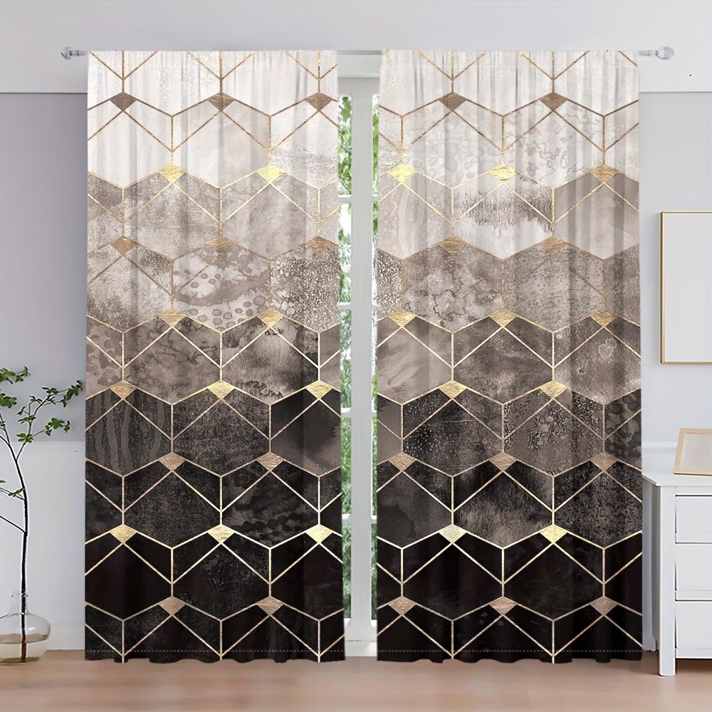 2pcs Marble Pattern Curtains Decorative Window Drape Window Treatments For Bedroom Living Room Home Decoration Room Decoration