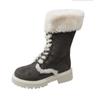 Women's Shoes On Sale Fashion Sleeve Women's Boots Winter Round Toe Plush Fleece for Warmth Middle Barrel Low Heels Snow Boots