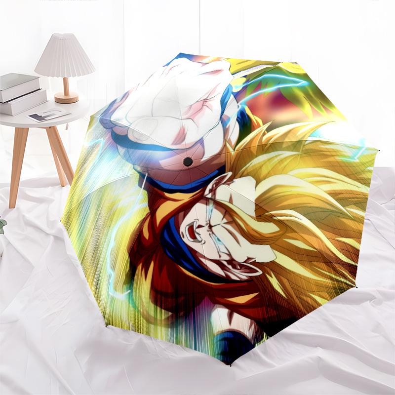 Зонт-автомат с рисунком персонажей Dragon Ball, портативный и складной дизайн, 8 спиц, рождественский или день рождения подарок.