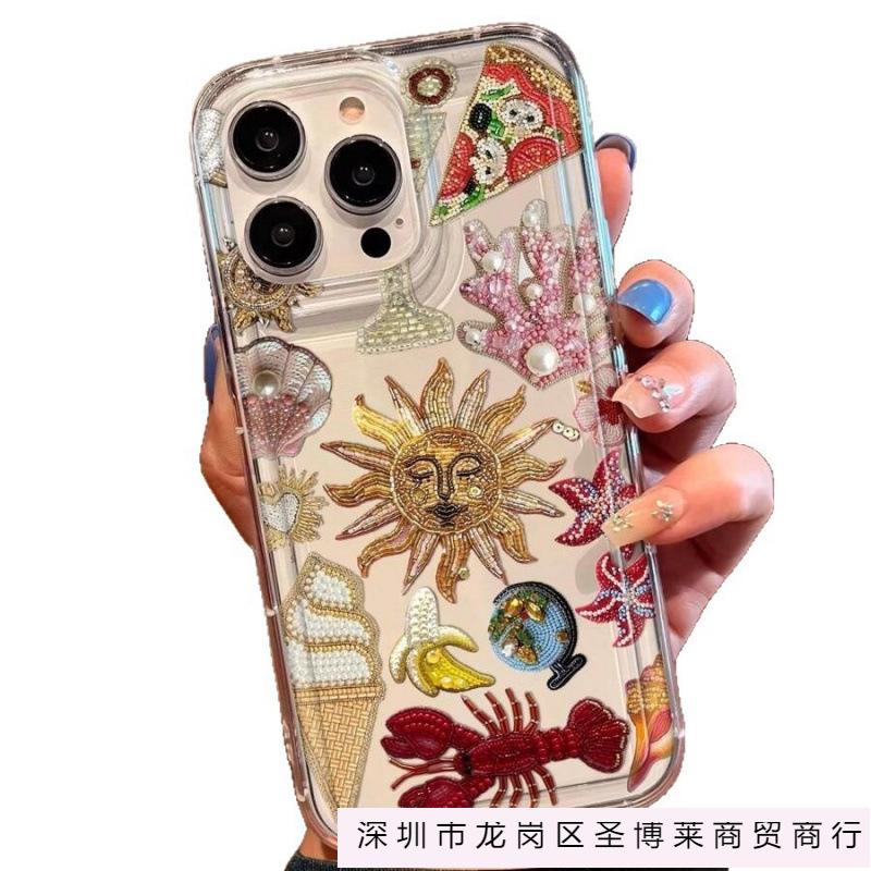 Чехол для мобильного телефона Sun Coral Lobster подходит для Apple 16promax, 15plus, прозрачный 14, 13, Europe, America и 12 с подушками безопасности.