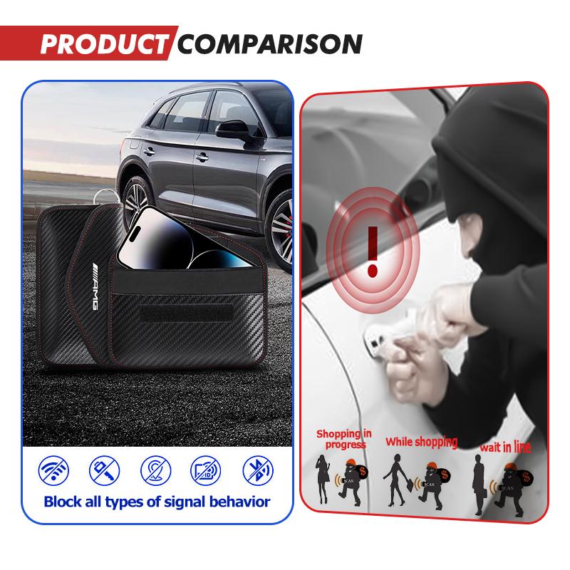 Car key Signal Shielding RFlD Blocking Pouch Key Faraday Bag For Mercedes Benz AMG C180 C300 W124 W176 W177 C200 C260 GLC CLE DN6