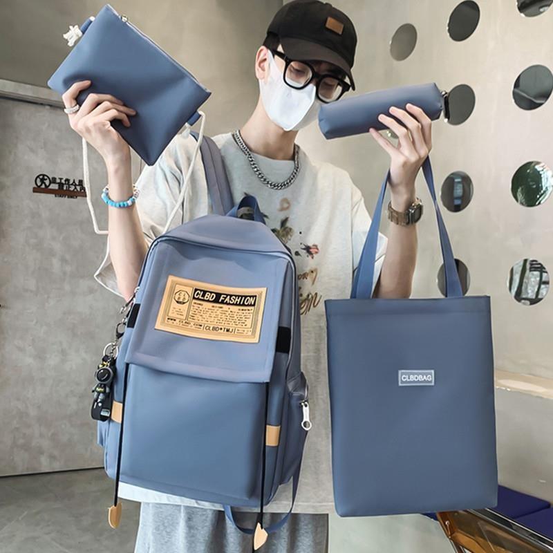 Трендовый рюкзак для старшеклассника, мужская спортивная сумка на двойном плече, черный