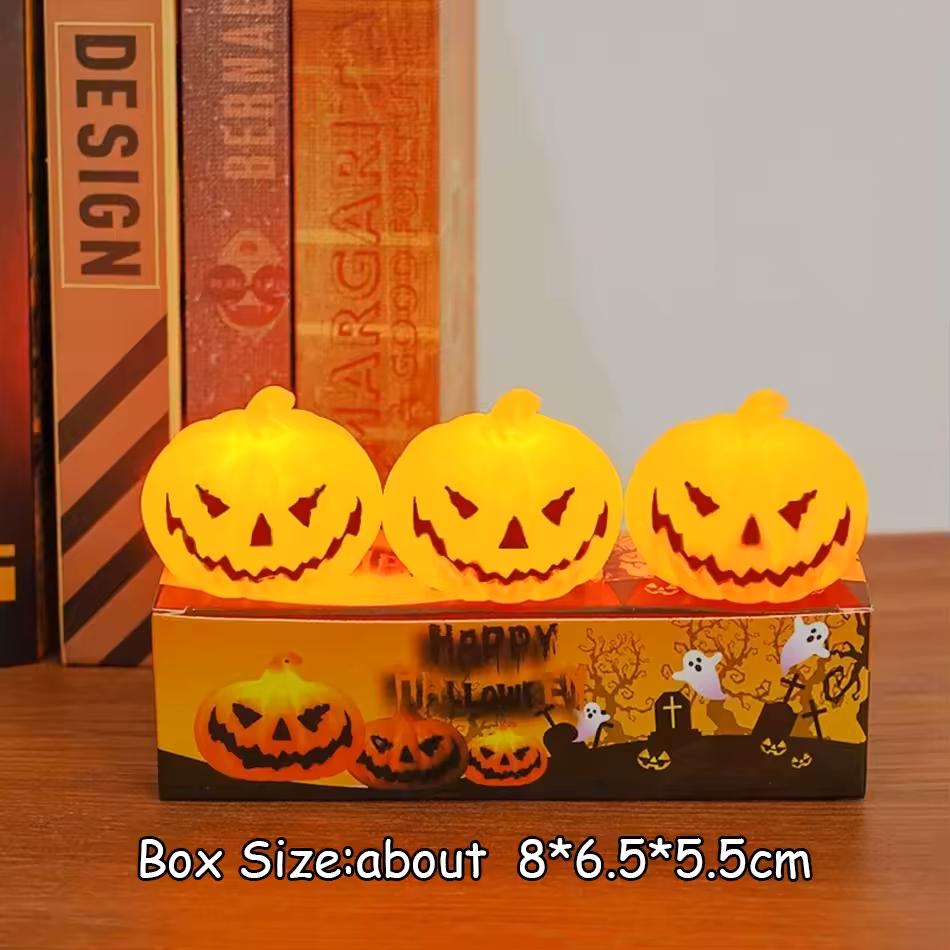 1-6PCS Halloween Pumpkin LED Electronic Candle Light Battery Powered Flameless Candles Home Decor Lamp Party Ornaments Props
