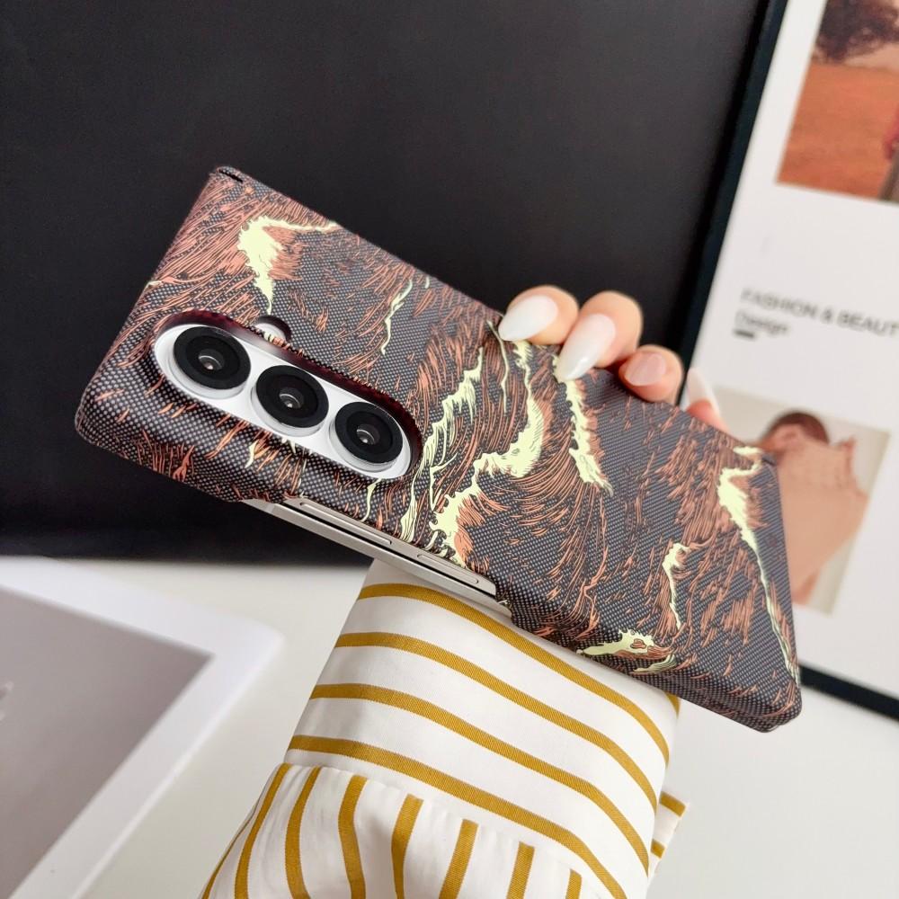 Чехол для Samsung Galaxy Z Fold 7 Модный Жесткий ПК Волна Петля Магнитный MagSafe Защитная Задняя Крышка Чехол Для Z Fold7 6 5 4 Корпус