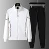 Весенне-осенний мужской повседневный спортивный костюм из хлопка с воротником-стойкой, кардиган, свитер, спортивный костюм, костюм-тройка