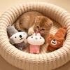 Милая Плюшевая Игрушка с Кошачьей Мятой Очаровательная Собака Медведь Кролик Кукла Стимулирующая Игрушка для Кошек для Кусания Пинания Веселая Износостойкая Игрушка для Котят и Взрослых Кошек