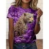 Summer Women T-shirt 3d Tiger Print Tshirt Women Fashion T-shirt Casual Crew Neck Short Sleeve T Shirt Animal Tops Tees Floral