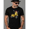 Men's British Scooter & Motorcycle T-Shirt - Retro Vintage Rider Design, Yellow Crew Neck Short Sleeve Cotton Tee Suitable for Casual Wear,