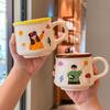 A Family of Four Cute Ceramic Mugs, High-value Household Drinking Cups, Children's Breakfast, Milk Cups, Birthday Gifts