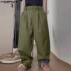 S-5XL Men High Waist Zip-up Pants Casual Long Harem Trousers