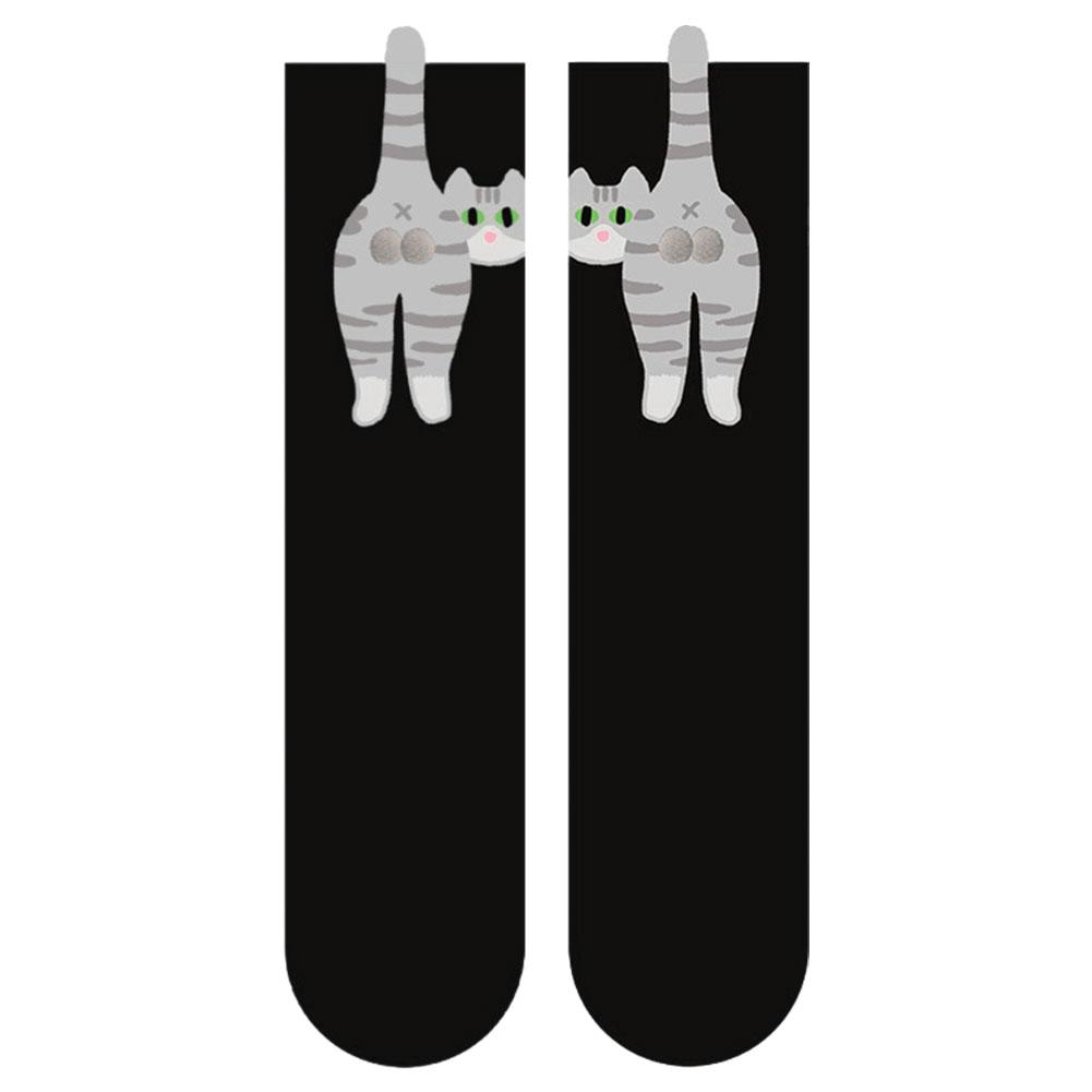 Funny Cotton Socks with Balls Cartoon Animal Socks Breathable Cat Middle Tube Socks Novelty Gifts for Cat Lovers