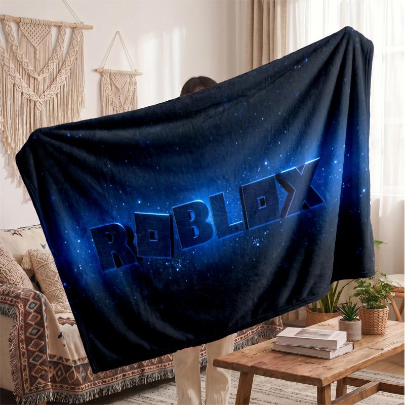 Roblox Printed Flannel Blanket, Skin Friendly Warm Throw for Indoor Couch Bed Daily Use