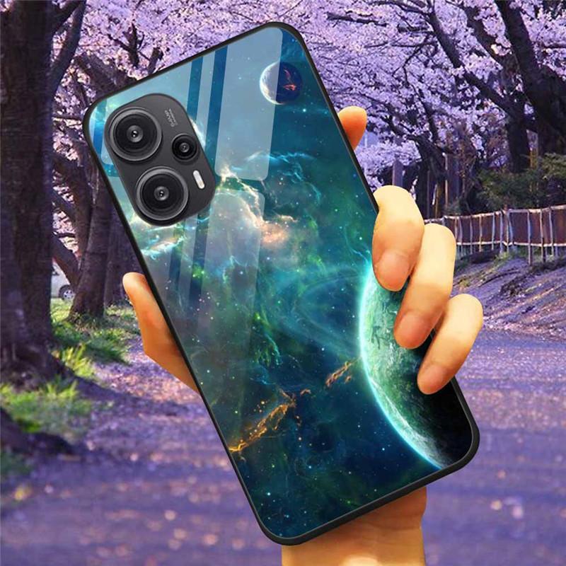 Для Xiaomi Poco F5 5G / F5Pro Чехол Закаленное Стекло Озеро Луна Жесткая Защитная Крышка для POCO F5 Pro Capas Funda на PocoF5 Роскошный Coque