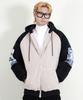 Demarc Oversized Color Block Graphic Fleece Padded Hooded Jumper Black