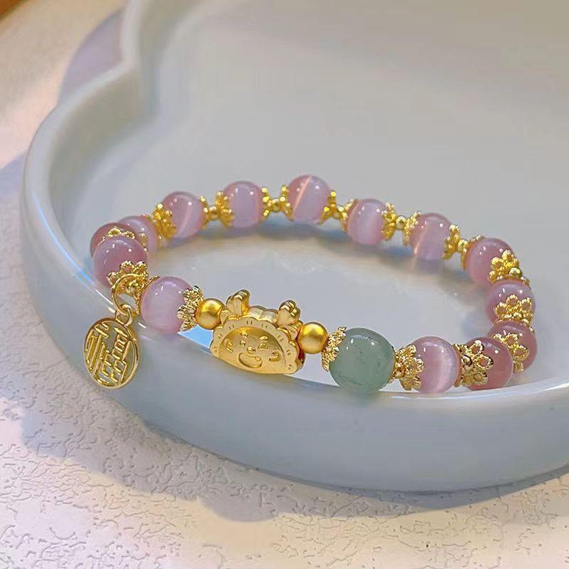 2024 браслет в китайском стиле со знаками зодиака Дракон для женщин и мужчин приносит богатство, здоровье и удачу, красный браслет из бисера для пары, ювелирные изделия Gi