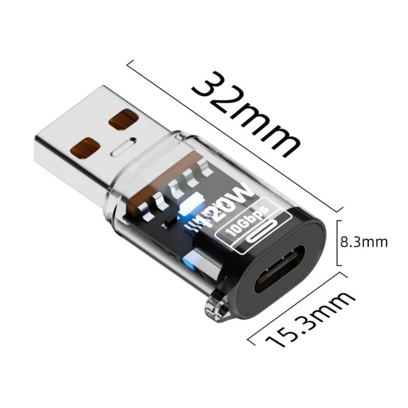 Многофункциональный высокоскоростной USB-конвертер в Type-C, 120 Вт Power Delivery, 10 Гбит/с для передачи файлов, с совместимостью для наушников